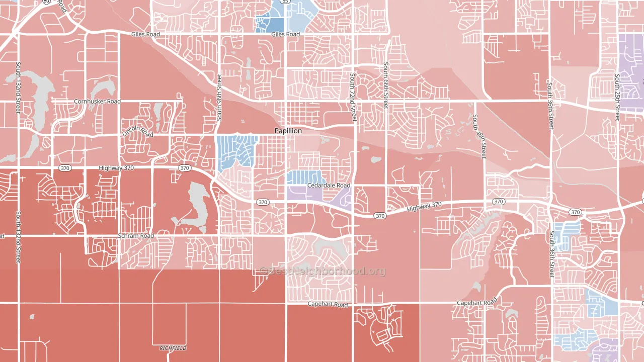 Papillion, NE block-group political-lean map