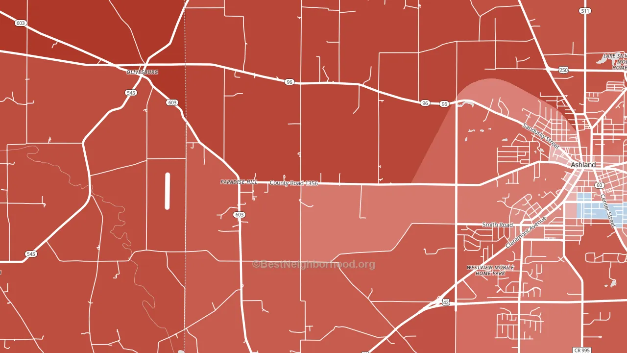 Paradise Hill, OH block-group political-lean map