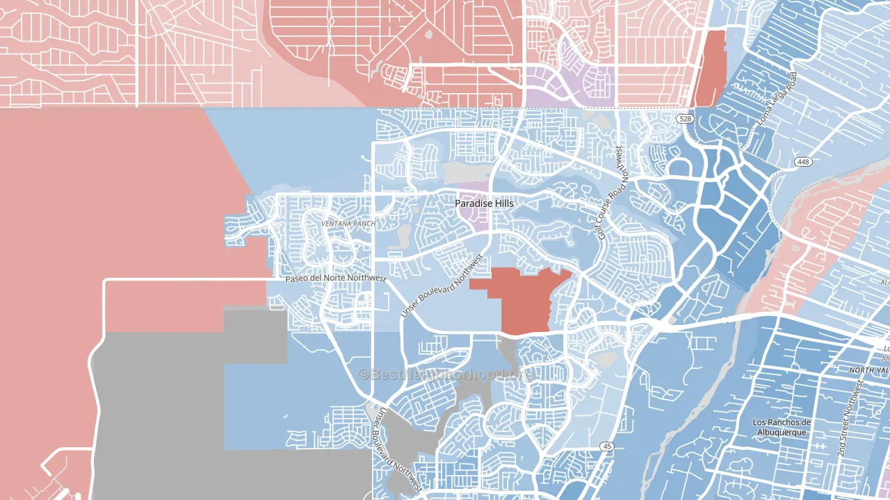 Paradise Hills, NM block-group political-lean map