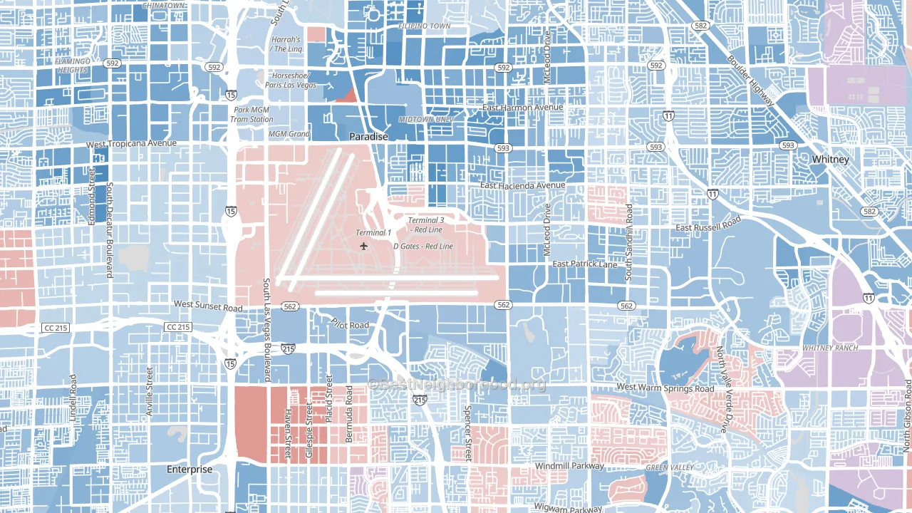 Paradise, Las Vegas, NV block-group political-lean map