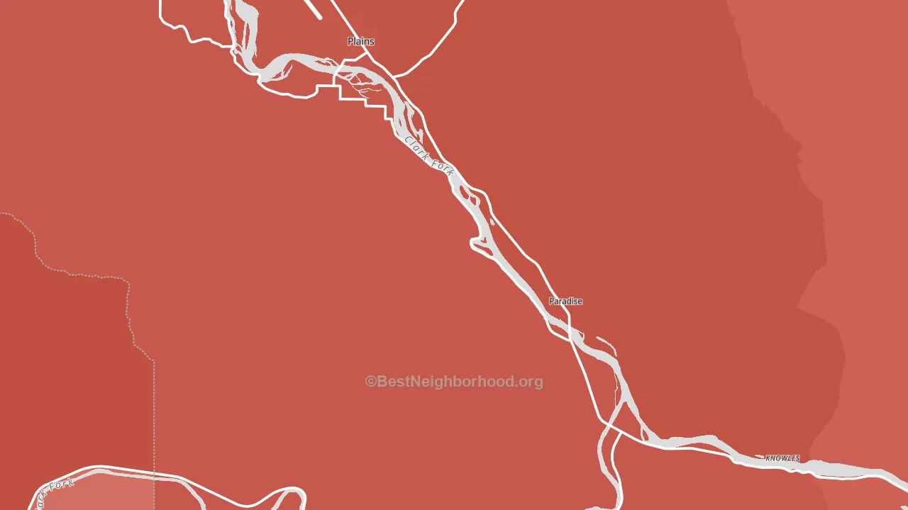 Paradise, MT block-group political-lean map