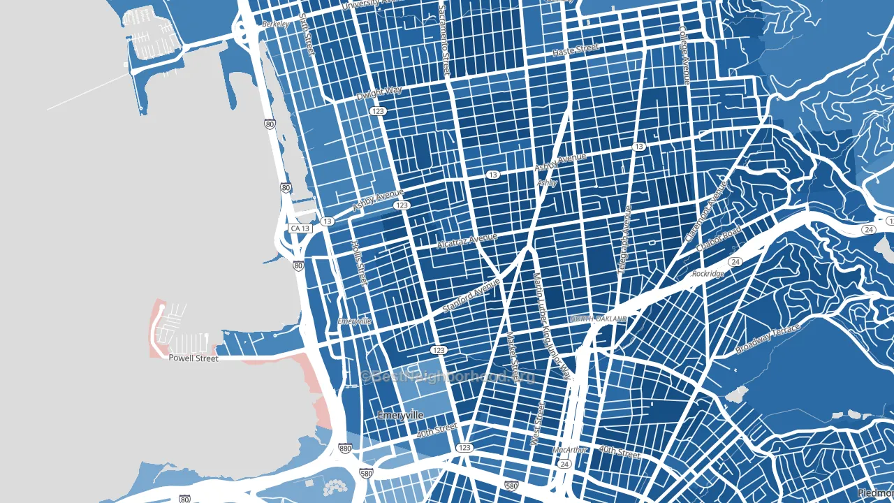 Paradise Park, Emeryville, CA block-group political-lean map