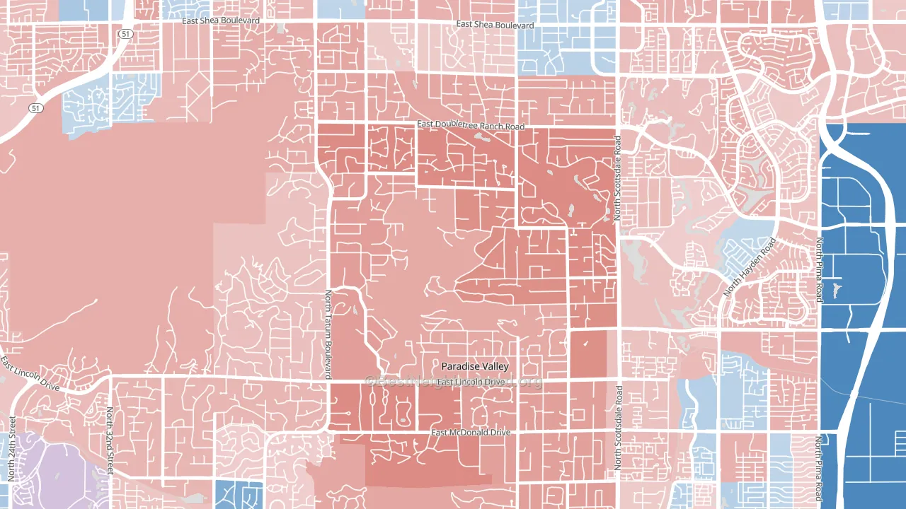 Paradise Valley, AZ block-group political-lean map