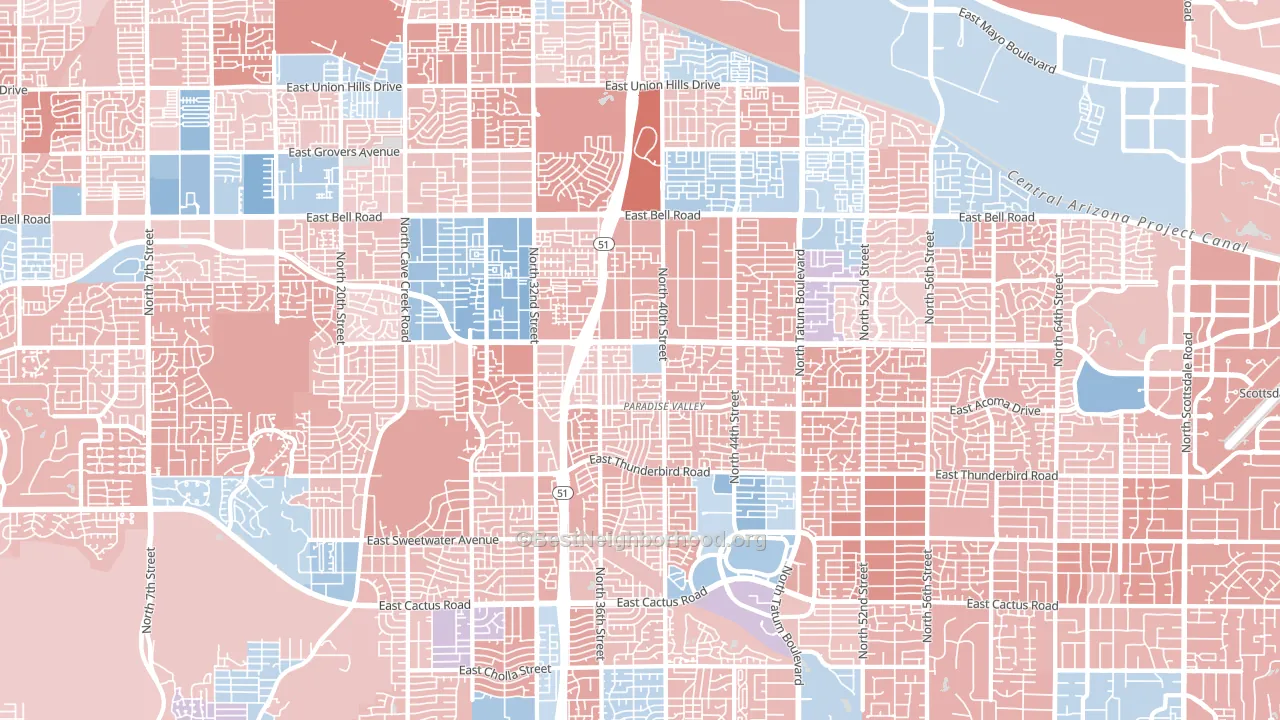Paradise Valley, Phoenix, AZ block-group political-lean map