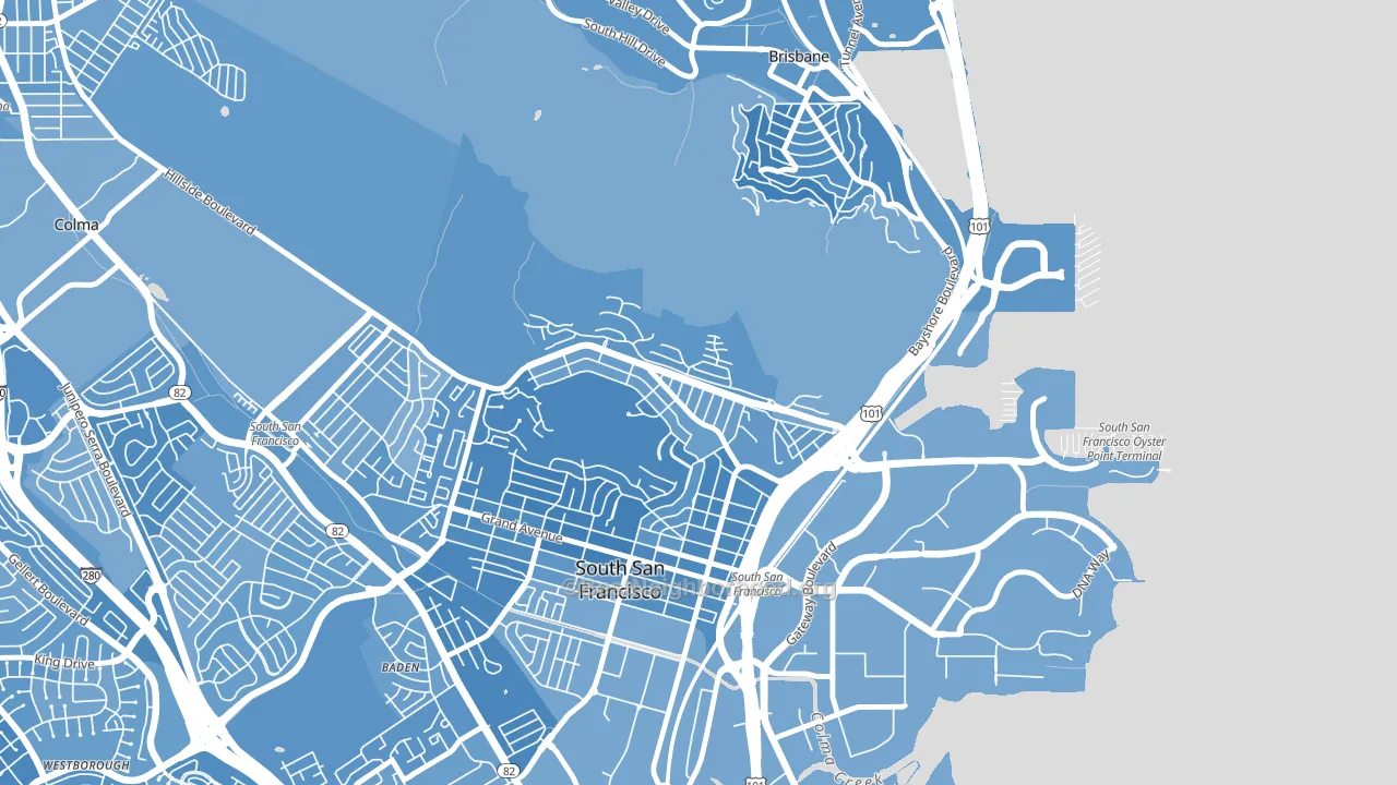 Paradise Valley, South San Francisco, CA block-group political-lean map