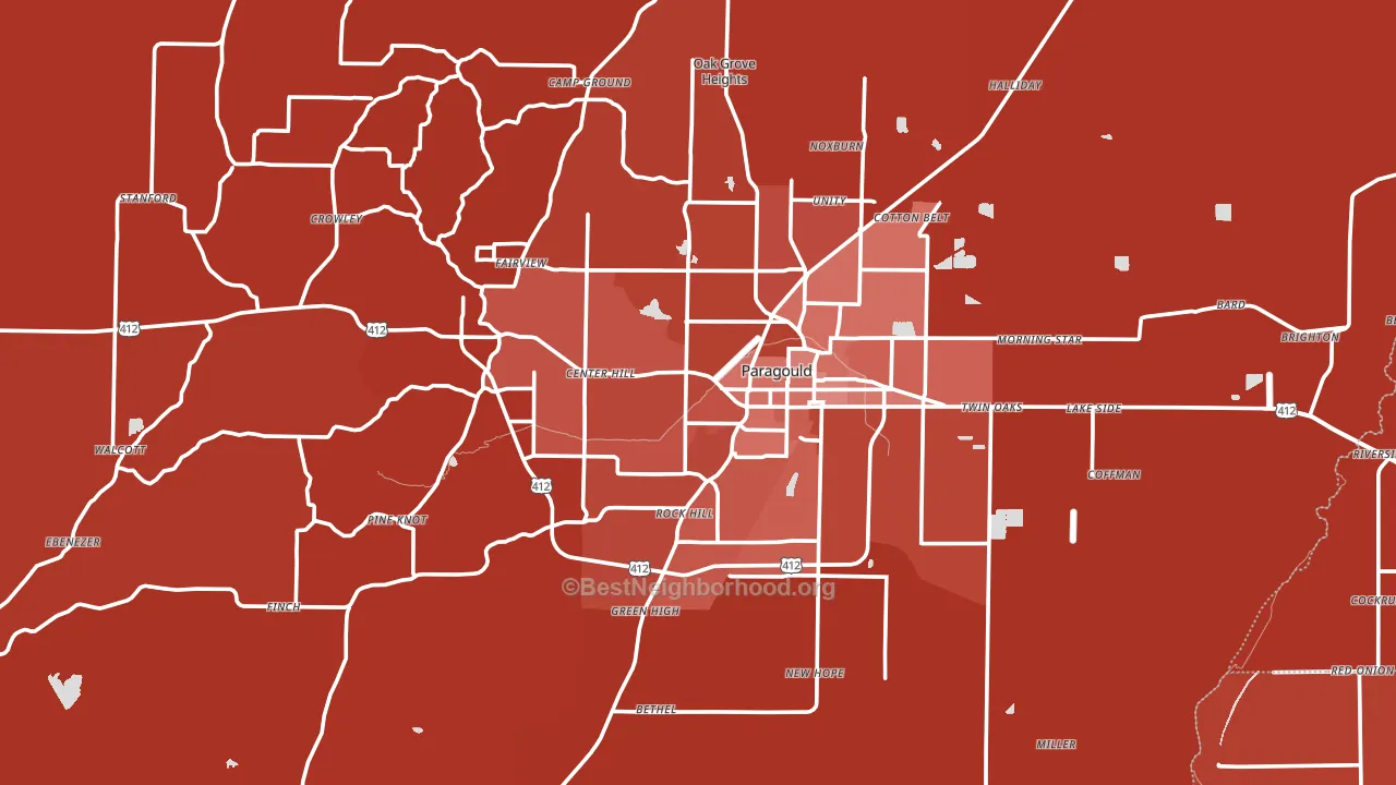 Paragould, AR block-group political-lean map