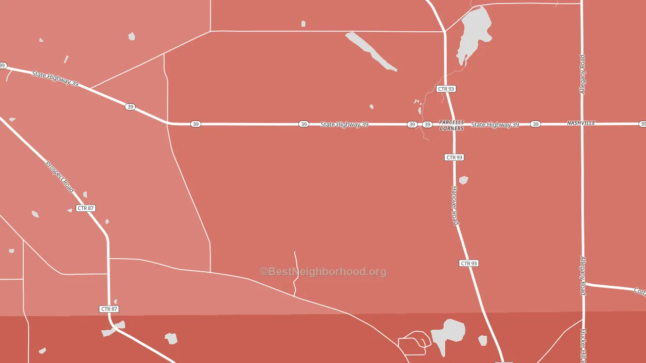 Parcells Corner, NY block-group political-lean map