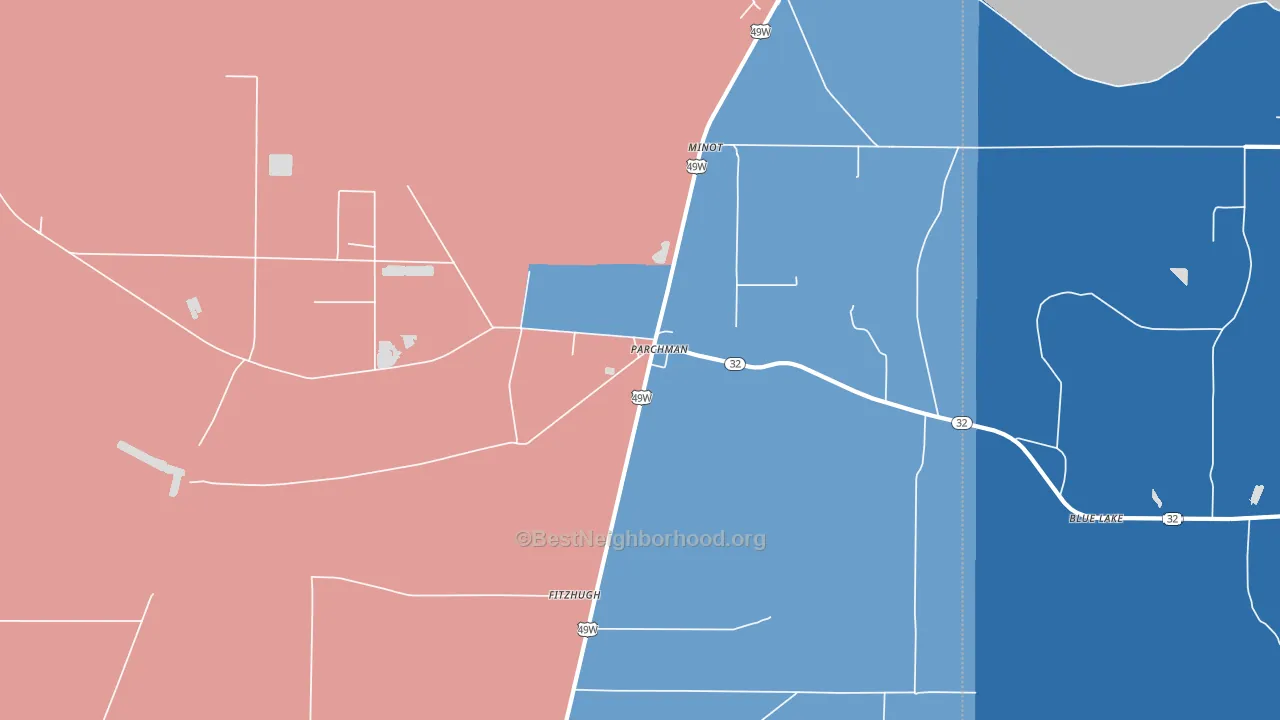 Parchman, MS block-group political-lean map