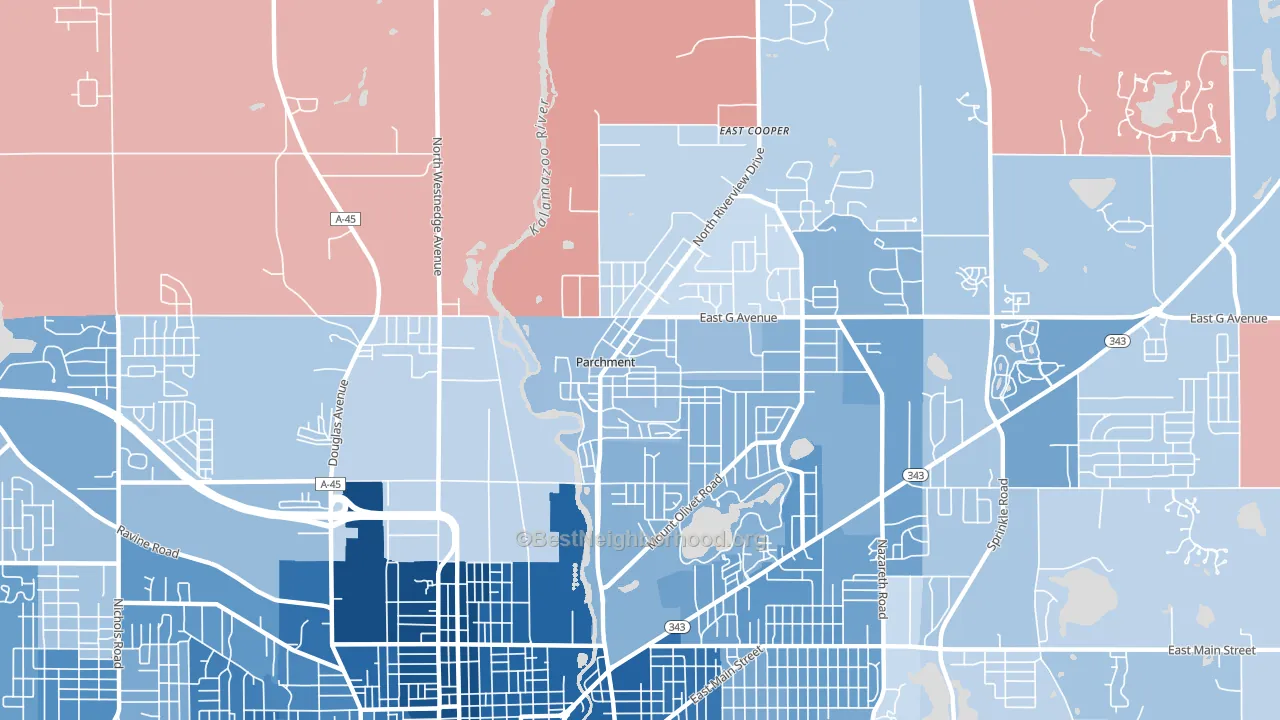 Parchment, MI block-group political-lean map
