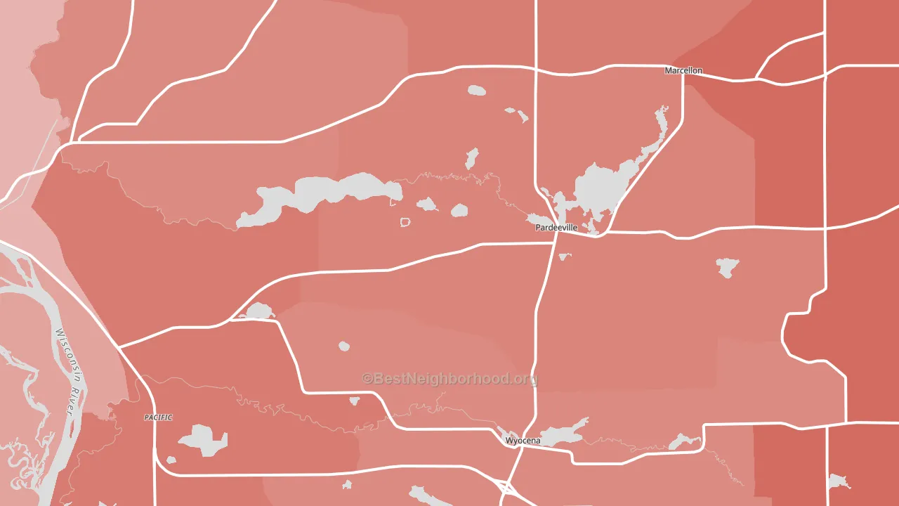 Pardeeville, WI block-group political-lean map
