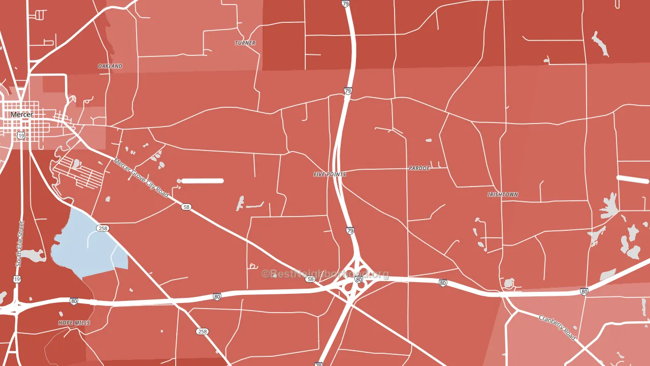 Pardoe, PA block-group political-lean map