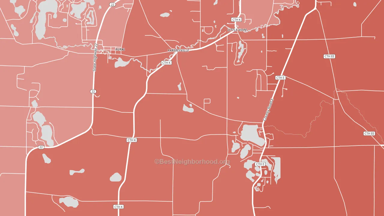 Parfreyville, WI block-group political-lean map