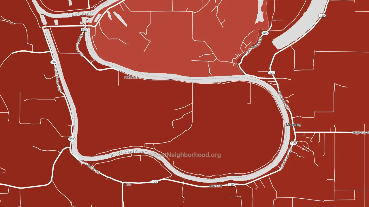 Parhams, LA block-group political-lean map