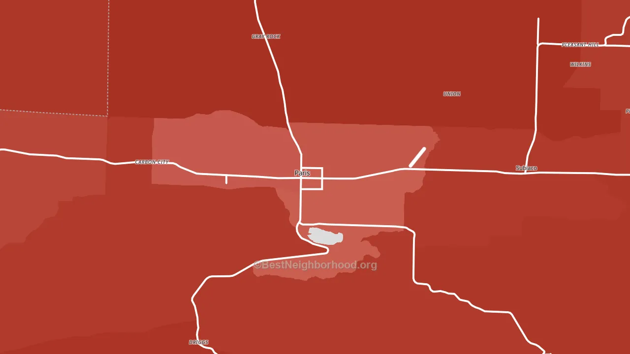 Paris, AR block-group political-lean map