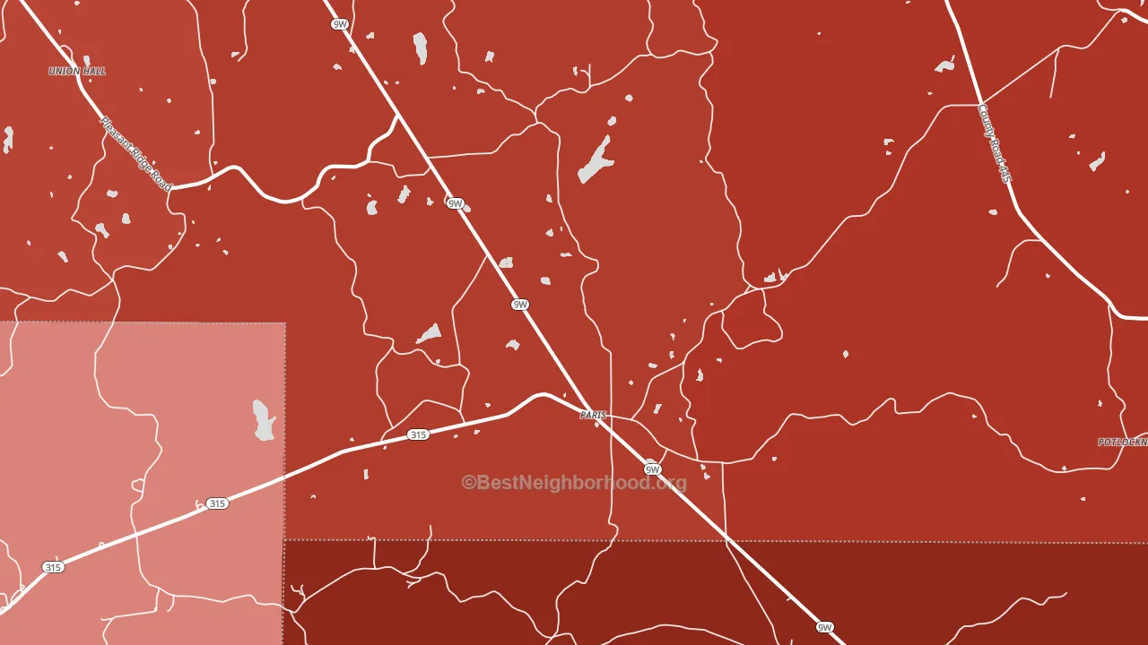 Paris, MS block-group political-lean map