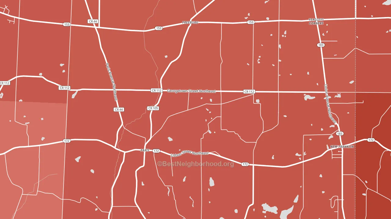 Paris, OH block-group political-lean map