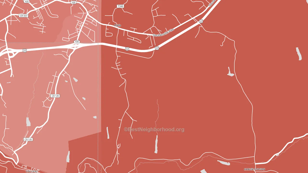 Paris, PA block-group political-lean map