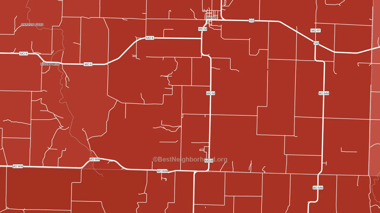Paris Springs, MO block-group political-lean map