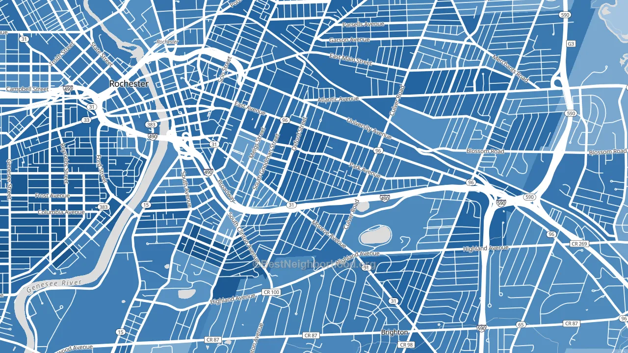 Park Avenue, Rochester, NY block-group political-lean map