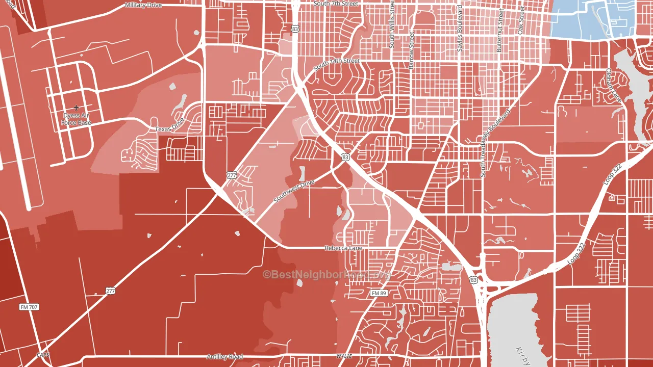 Park Central Area, Abilene, TX block-group political-lean map