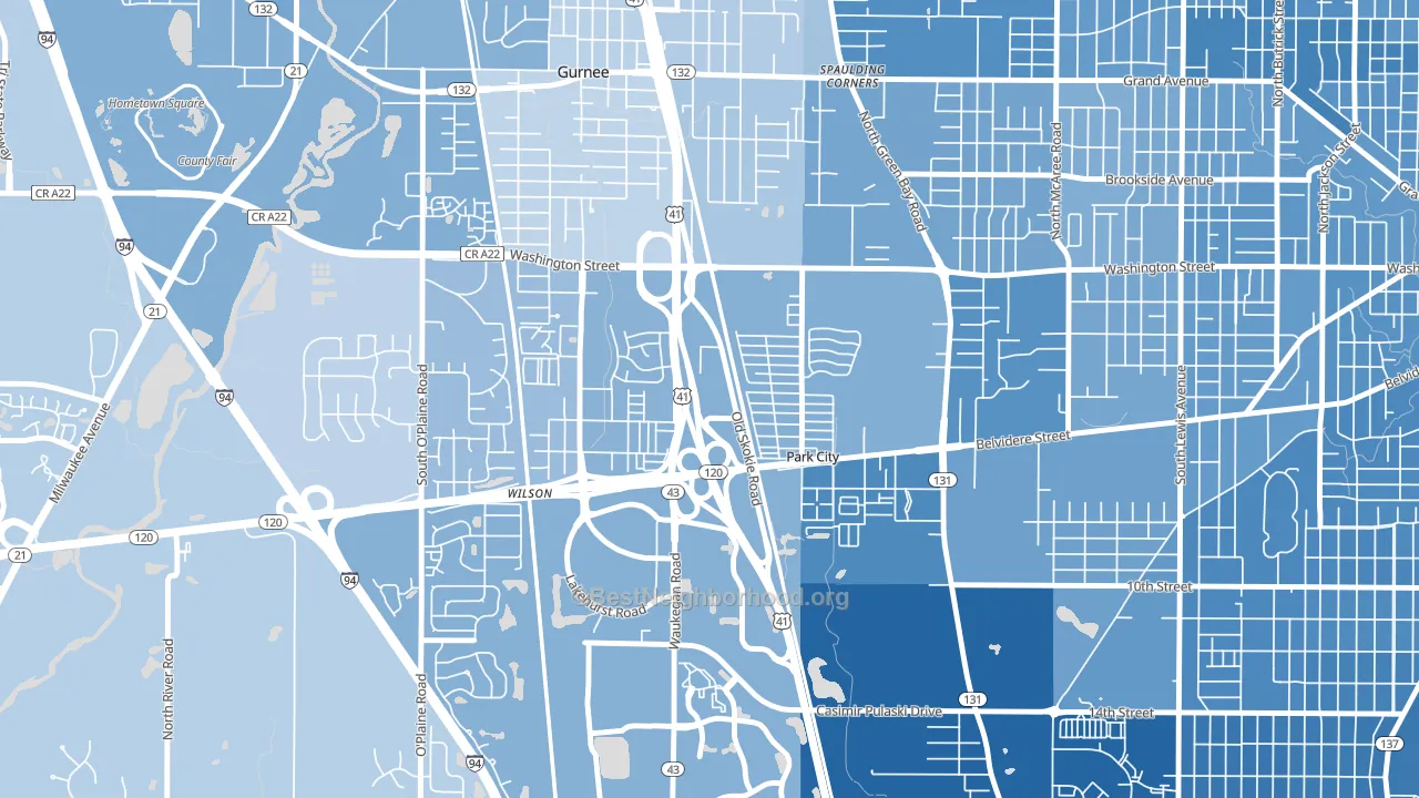 Park City, IL block-group political-lean map