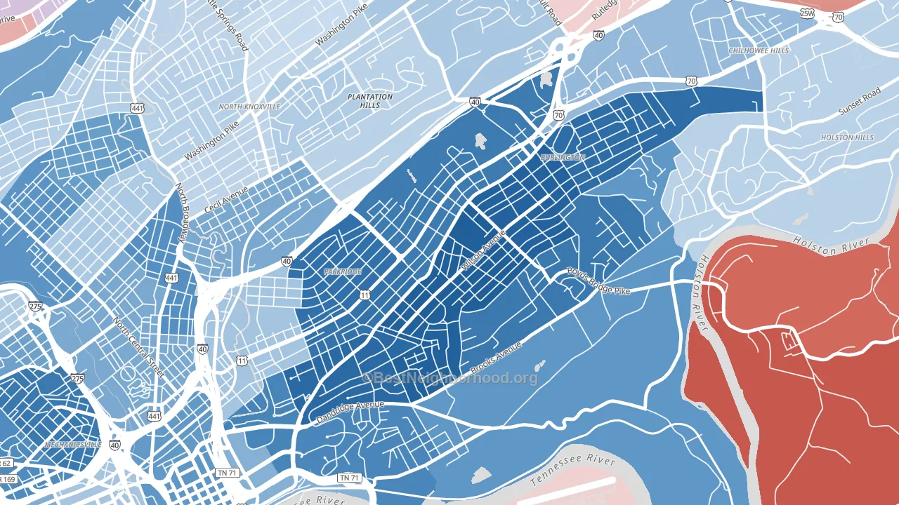 Park City, Knoxville, TN block-group political-lean map