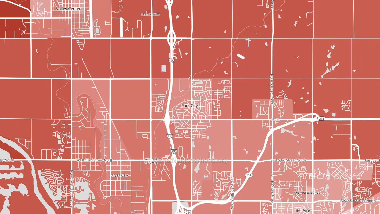 Park City, KS block-group political-lean map