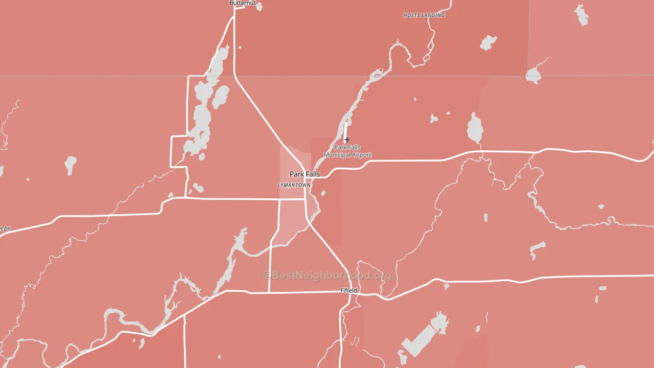 Park Falls, WI block-group political-lean map