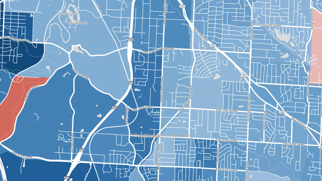 Park Farms, Kansas City, MO block-group political-lean map