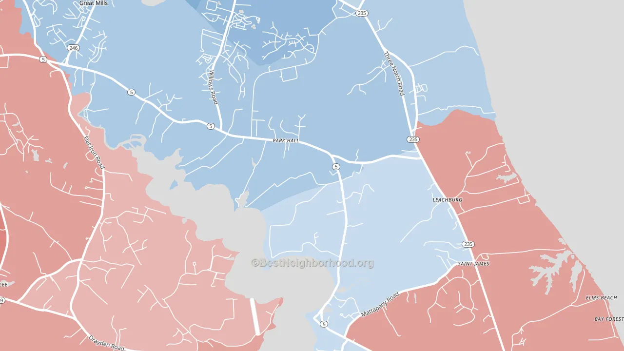 Park Hall, MD block-group political-lean map