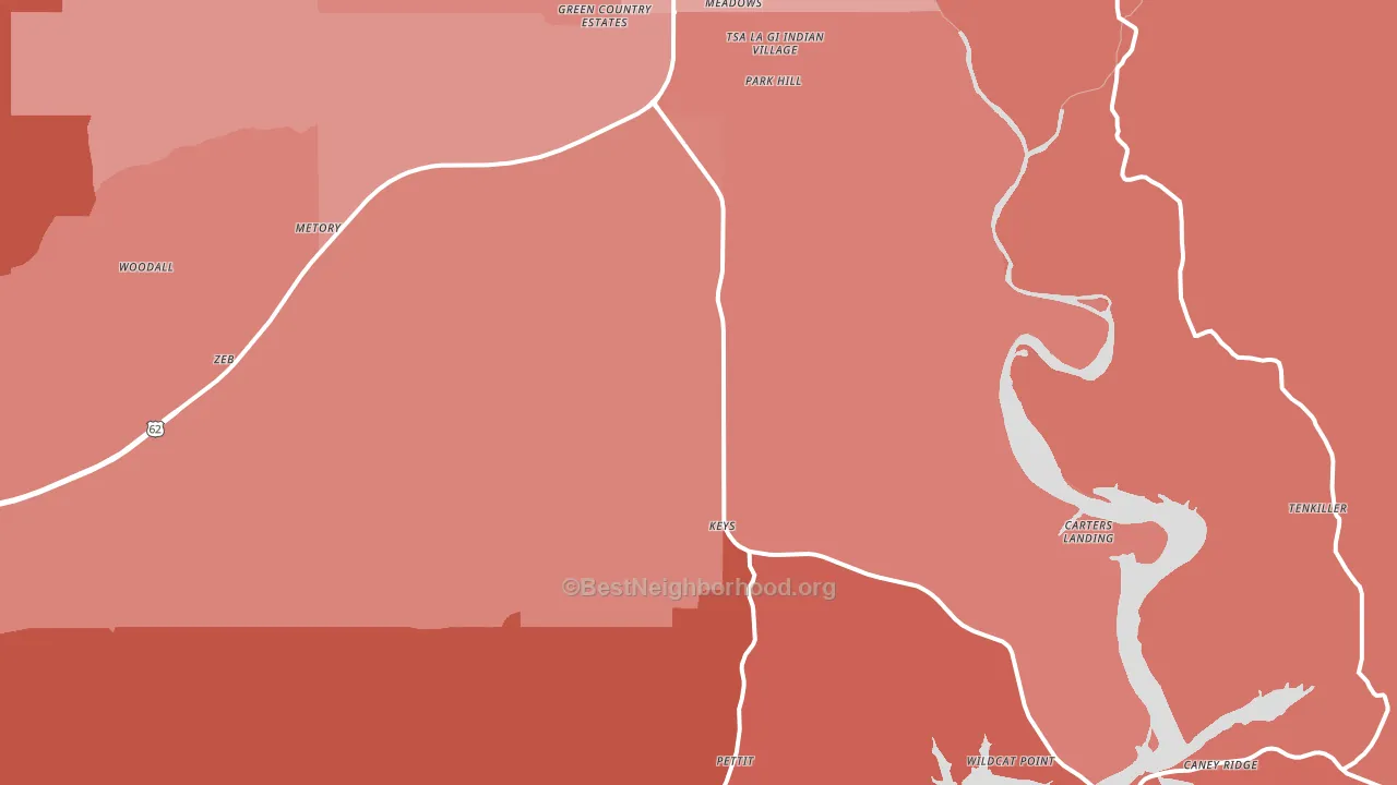 Park Hill, OK block-group political-lean map