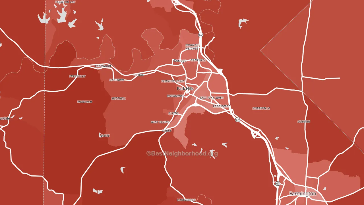 Park Hills, MO block-group political-lean map