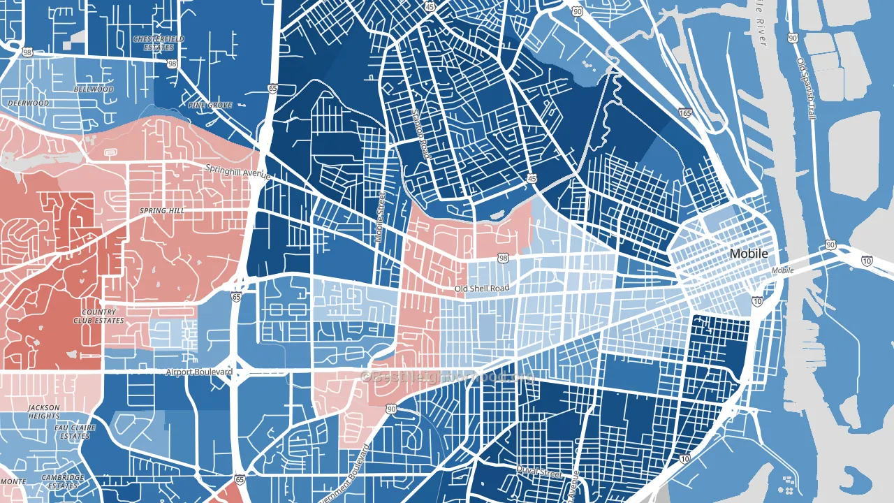 Park Place, Mobile, AL block-group political-lean map