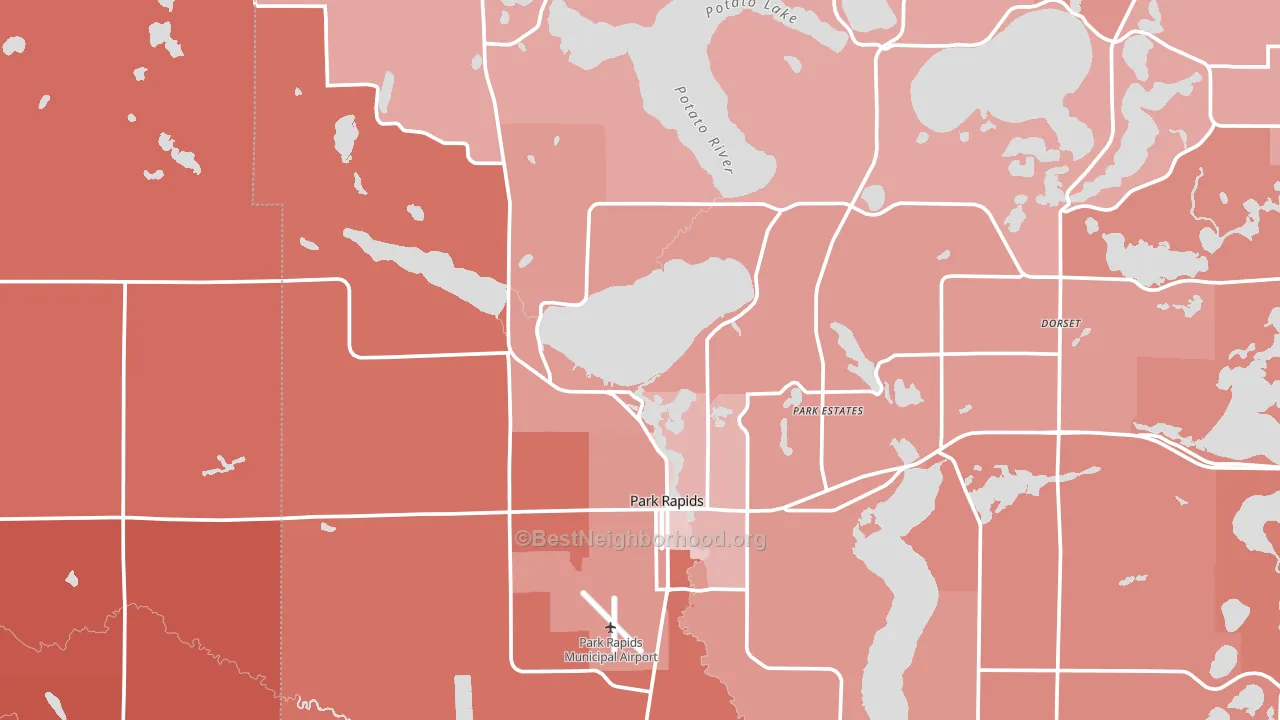 Park Rapids, MN block-group political-lean map