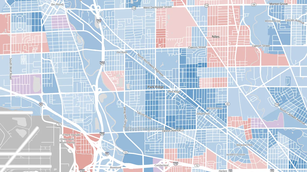 Park Ridge, IL block-group political-lean map