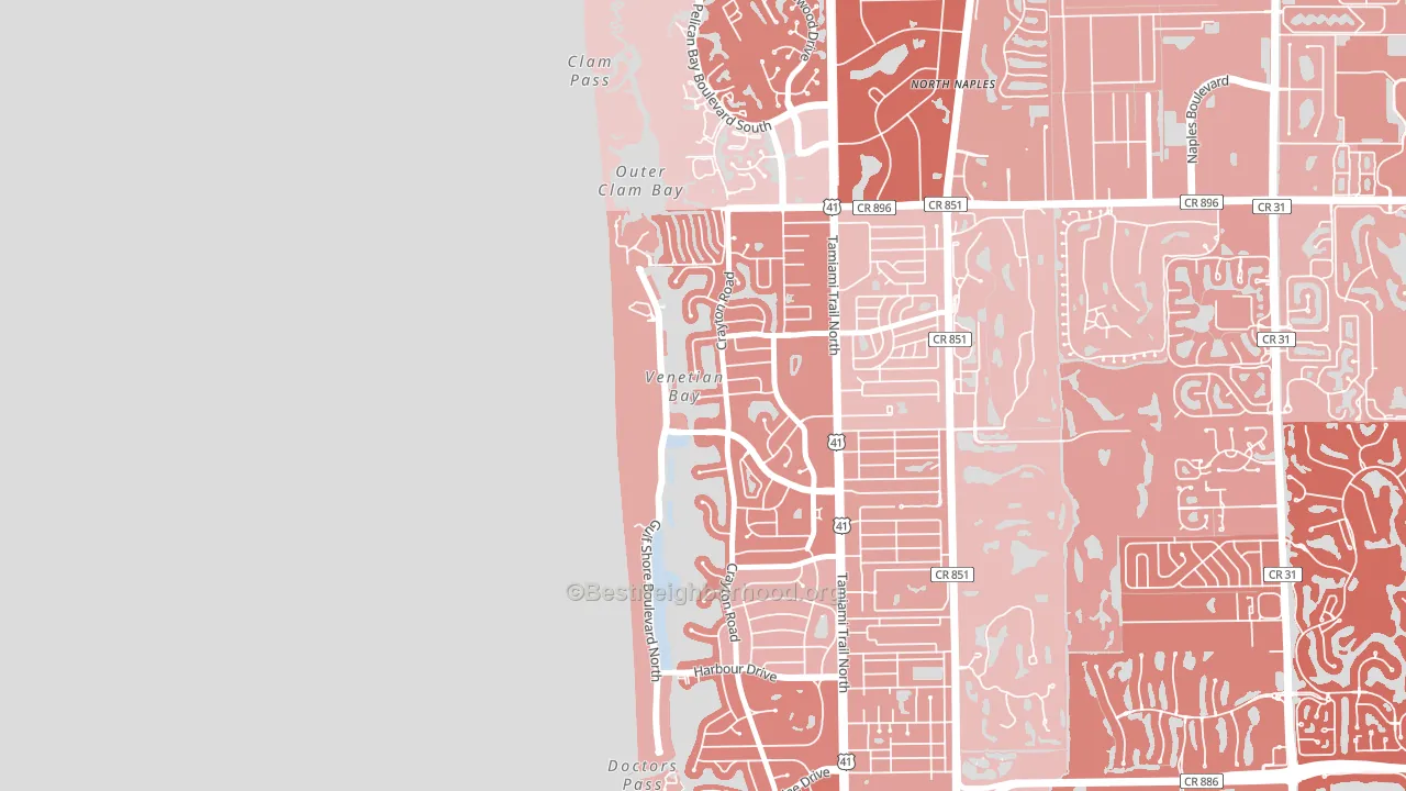 Park Shore, Naples, FL block-group political-lean map