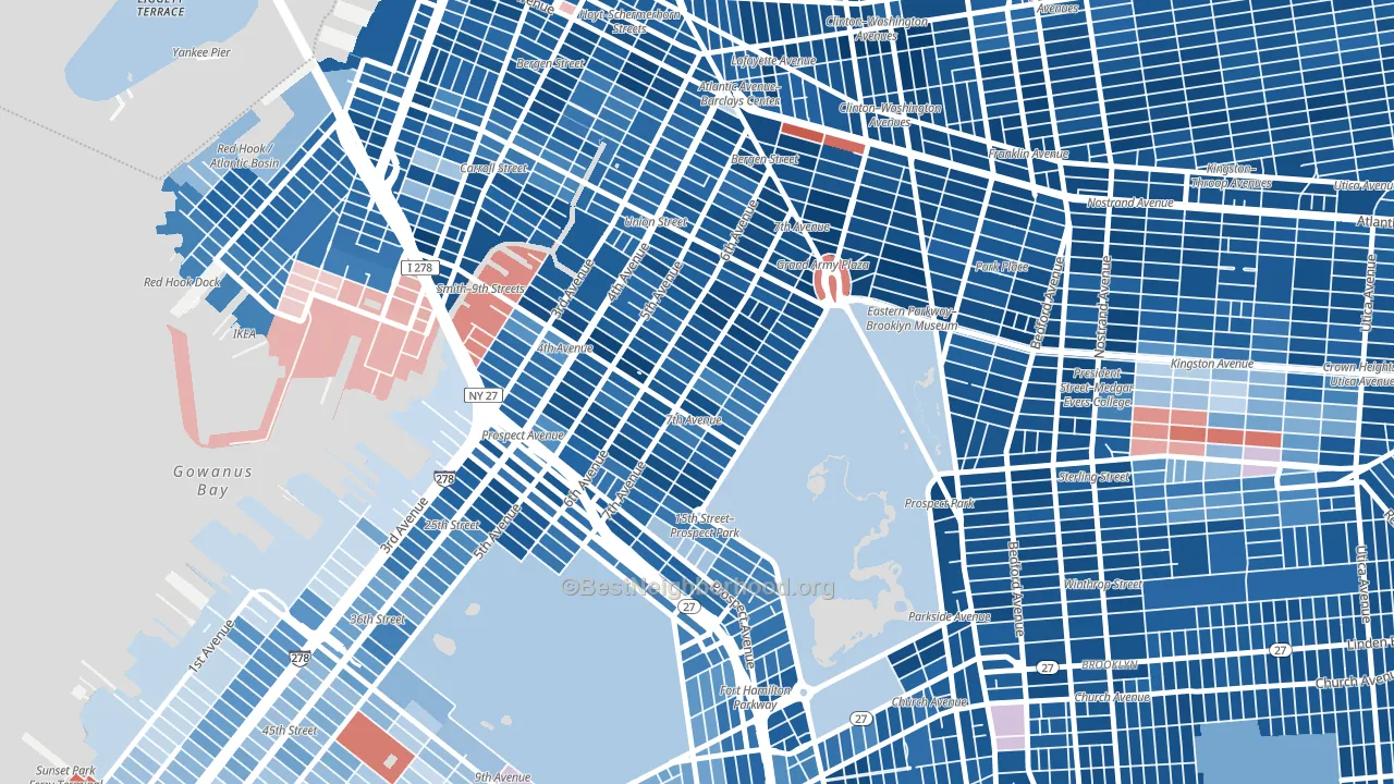 Park Slope, Brooklyn, NY block-group political-lean map