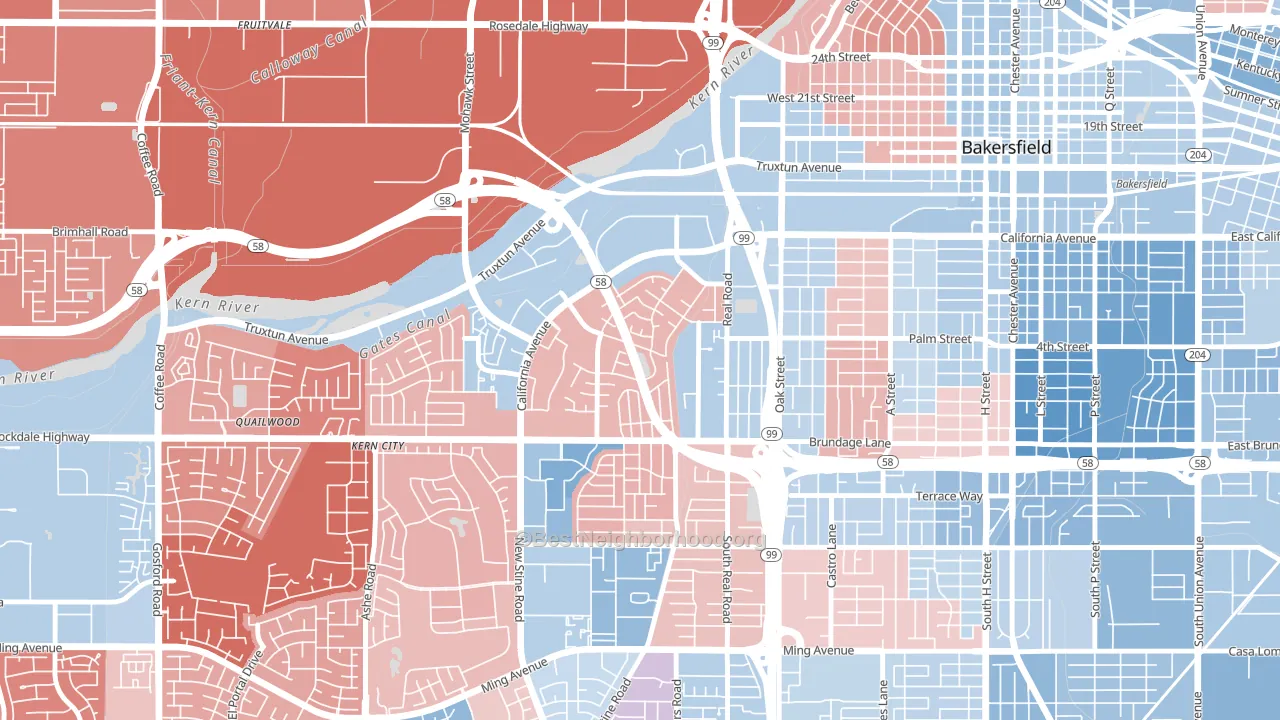 Park Stockdale, Bakersfield, CA block-group political-lean map