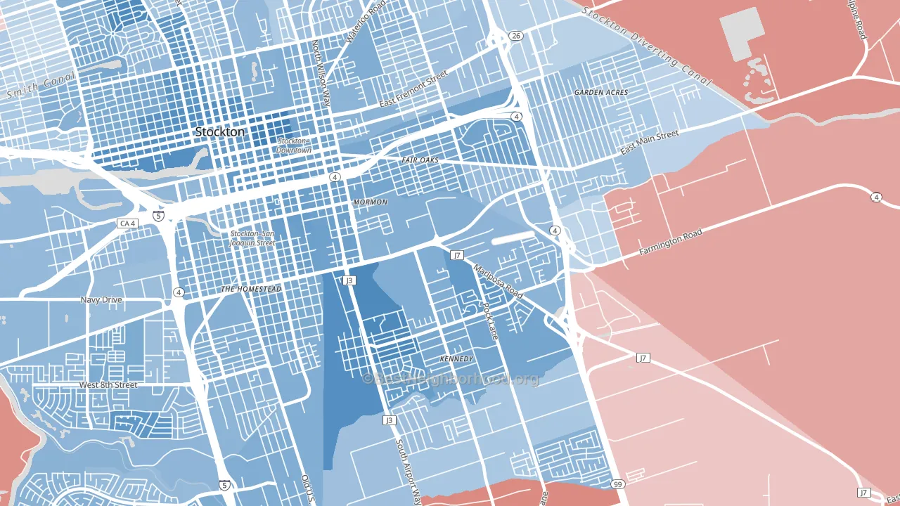 Park, Stockton, CA block-group political-lean map