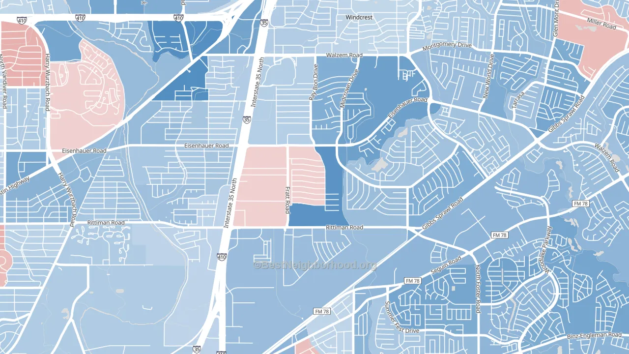 Park Village, San Antonio, TX block-group political-lean map