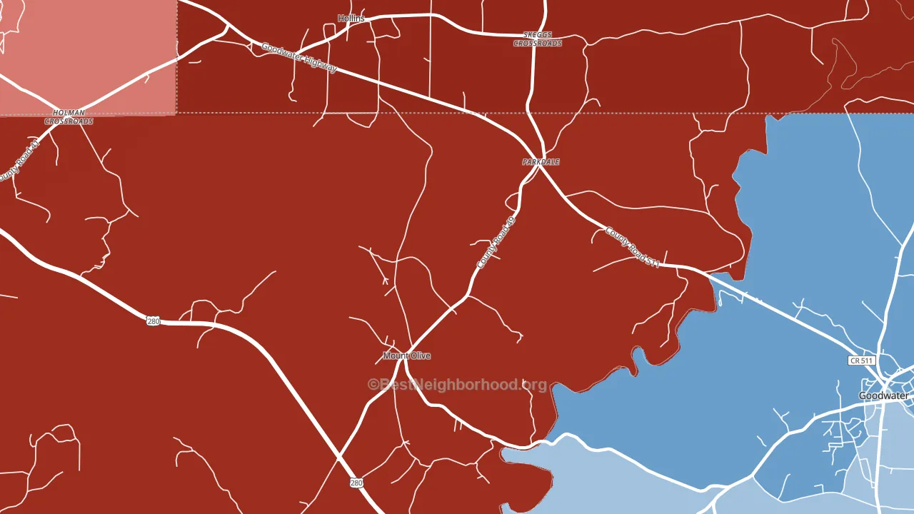 Parkdale, AL block-group political-lean map