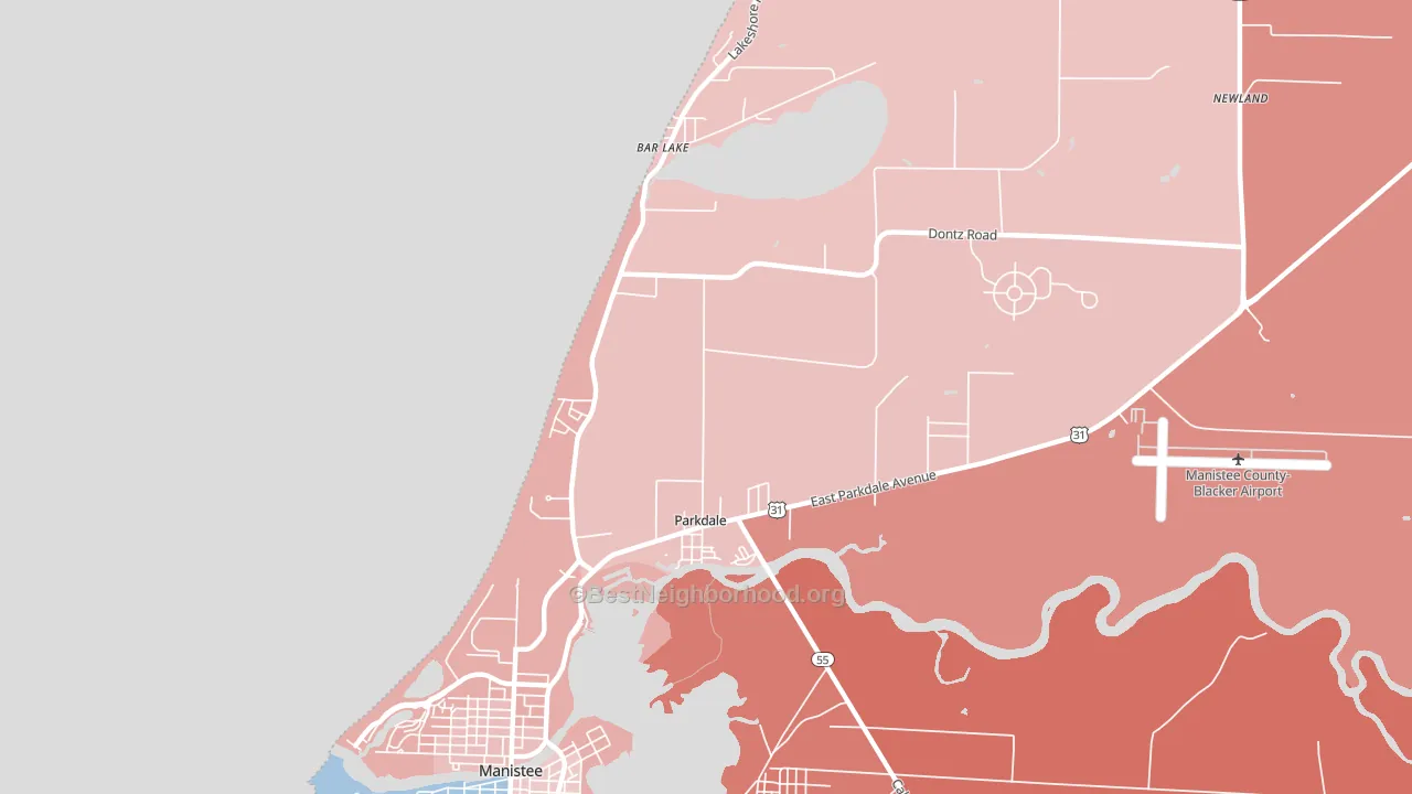 Parkdale, MI block-group political-lean map