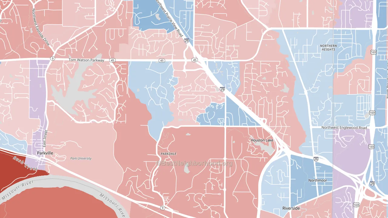 Parkdale-Walden, Kansas City, MO block-group political-lean map