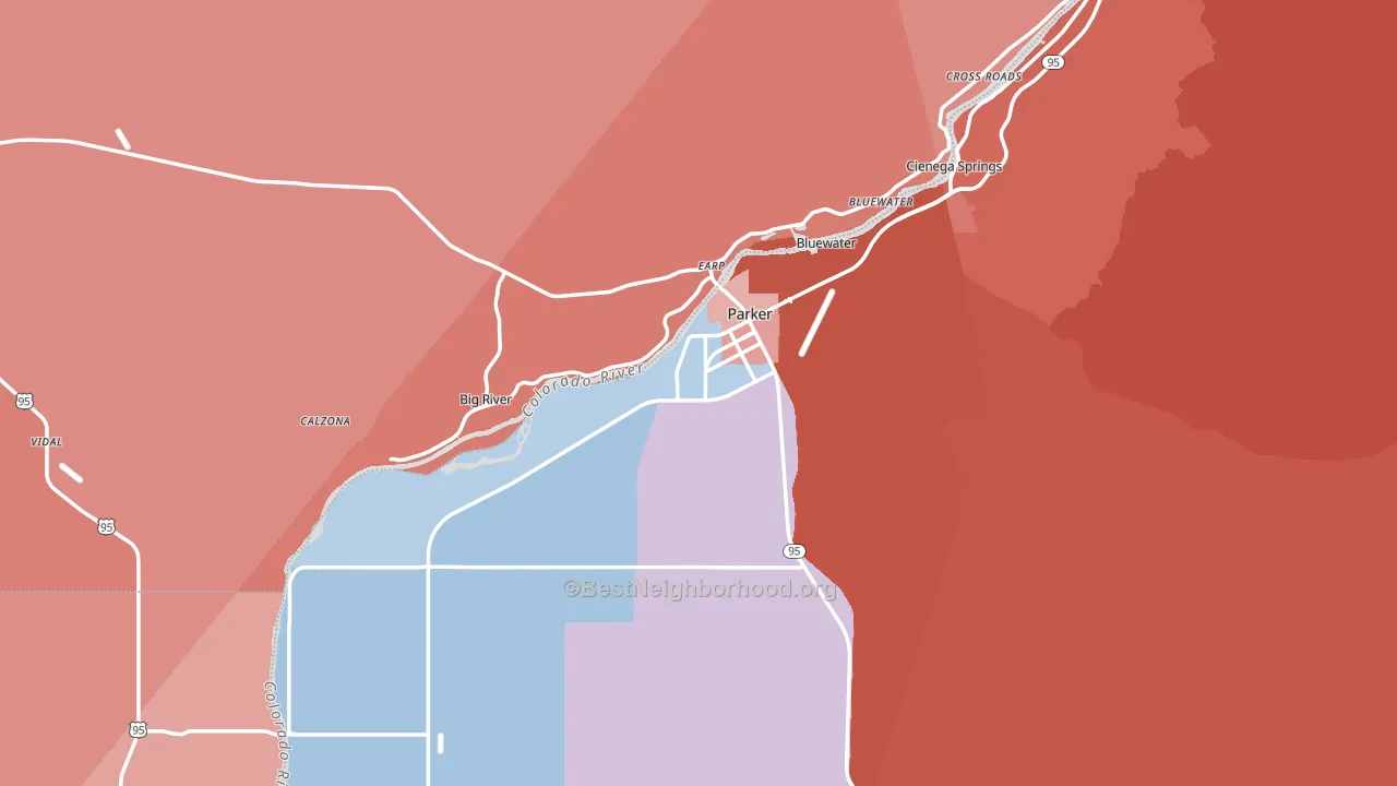 Parker, AZ block-group political-lean map