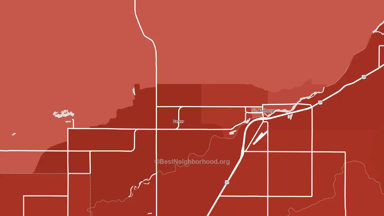 Parker, ID block-group political-lean map