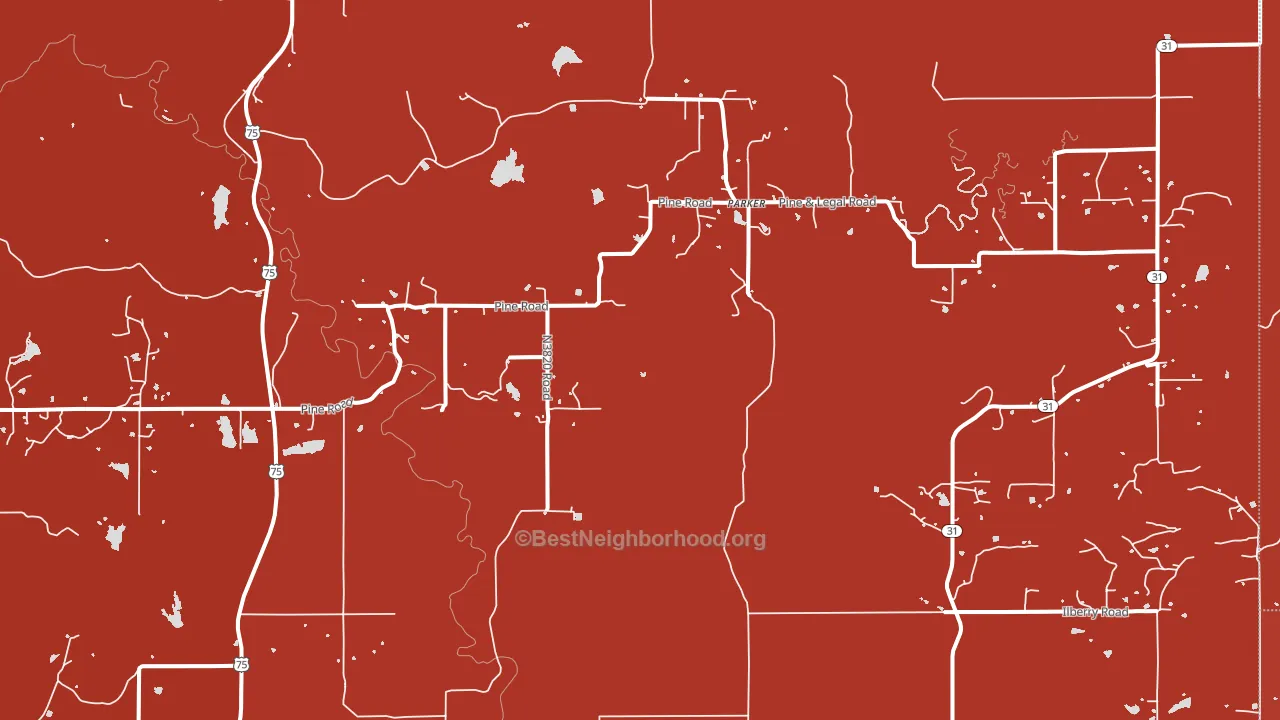 Parker, OK block-group political-lean map