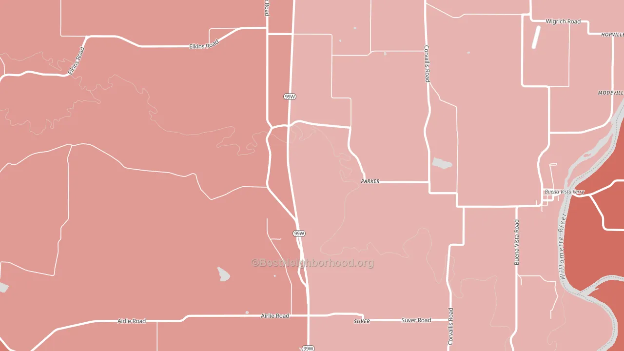 Parker, OR block-group political-lean map