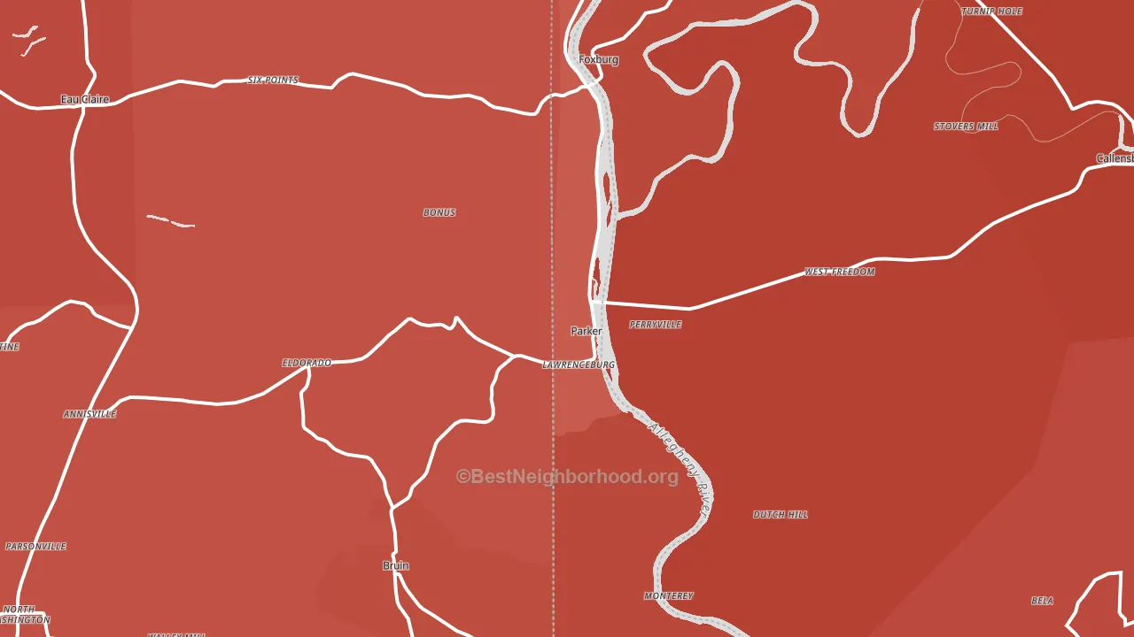 Parker, PA block-group political-lean map