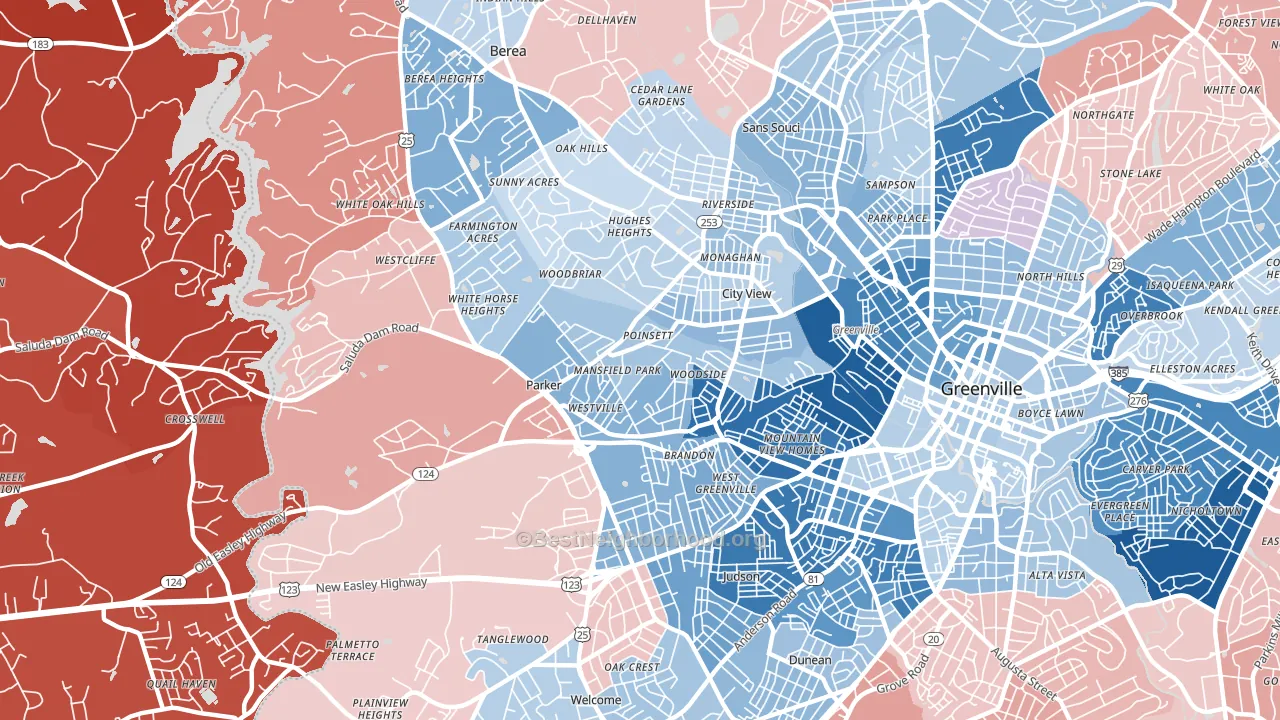 Parker, SC block-group political-lean map