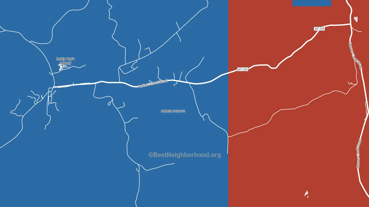 Parker School, MT block-group political-lean map